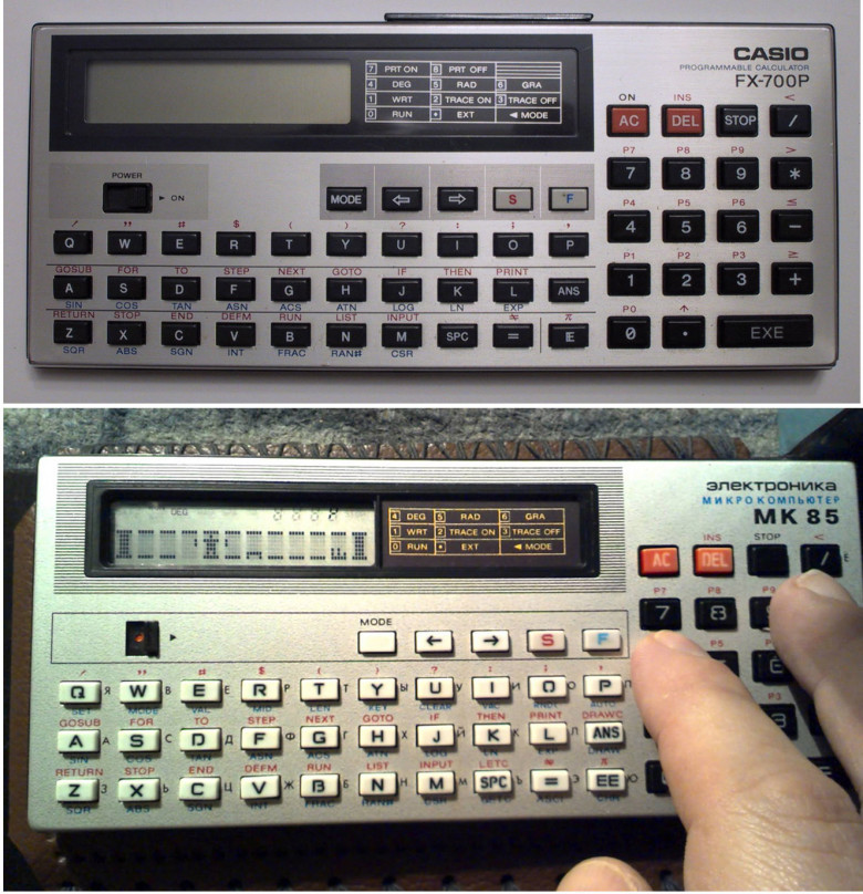 13. Casio FX-700P, 1983 год и Электроника МК-85, 1986 год.