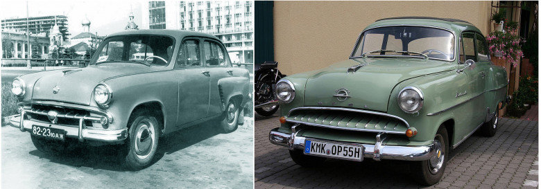 03. Opel Olympia Rekord (справа), 1947 год и Москвич-402, 1956 год (слева).