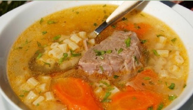 1. Суп с мясом и макаронами/картофелем