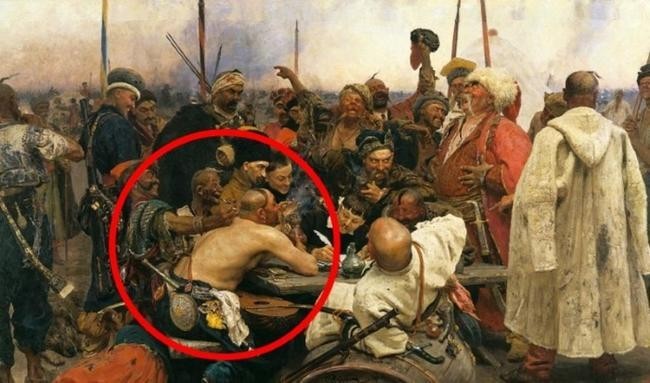 Почему один из казаков сидит без рубашки?