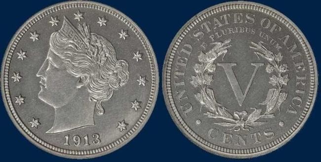 7. 5 центов с изображением Свободы, 1913 год