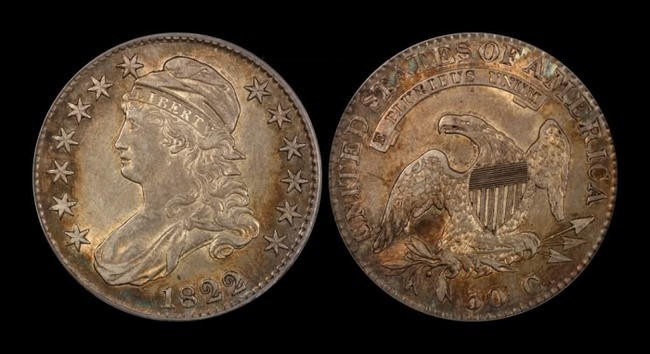 8. 5 долларов с половинчатым орлом, 1822 год