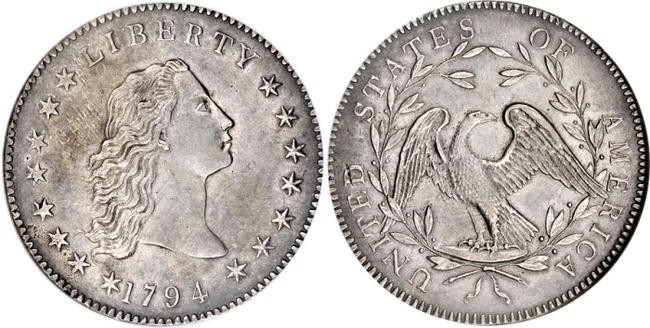 2. Доллар «Струящиеся волосы», 1794 год
