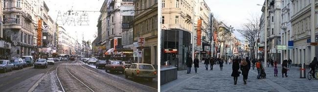Мариахильферштрассе, 1986 и 2015 гг.
