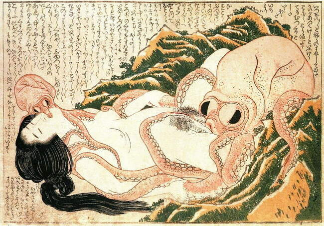 4 Кацусика Хокусай «Сон жены рыбака» (1814 г.)