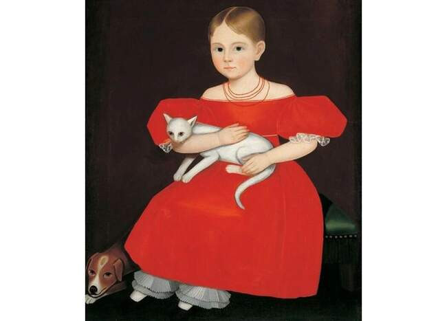 8. Эмми Филлипс «Девочка в красном с котом и собакой» (1830-1835 гг.)
