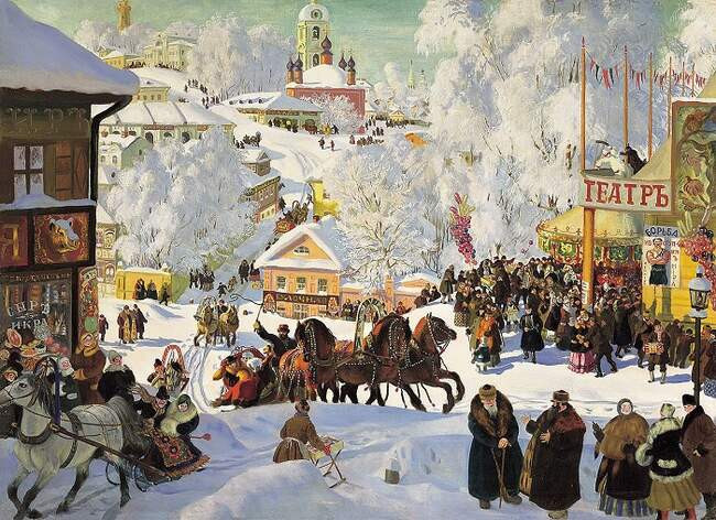 Бесконечная русская зима Бориса Кустодиева - яркая, динамичная, жизнеутверждающая