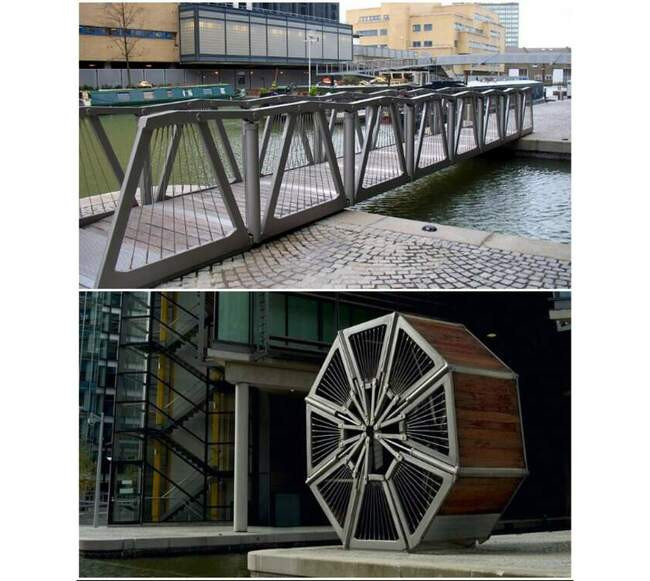 7. Пешеходный мост-трансформер Rolling Bridge в Лондоне (Великобритания)