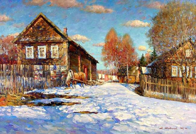 Деревенский пейзаж - умиротворенная гармония в каждом взмахе кисти