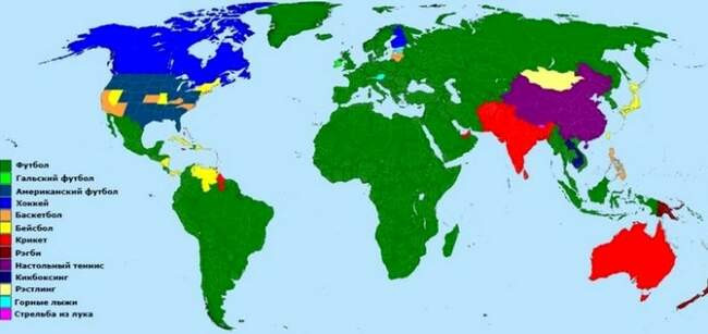 4. Карта наиболее популярных видов спорта