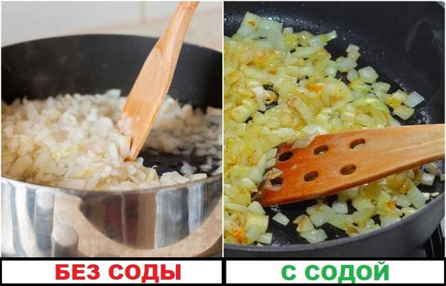 Лайфхак 2: Сода поможет быстро карамелизировать лук
