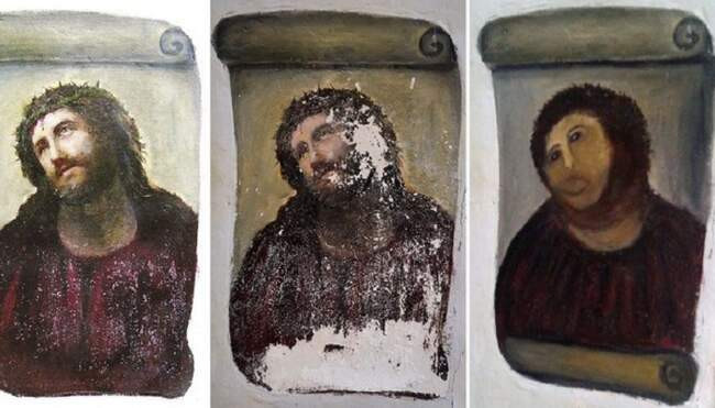 4. «Пушистый Иисус» на фреске «Ecce Homo» («Се человек») художника Элиаса Гарсиа Мартинеса