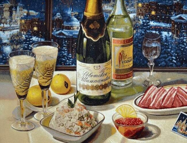 Оливье, мандарины и шампанское