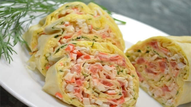 3. Вариация салата с крабовыми палочками
