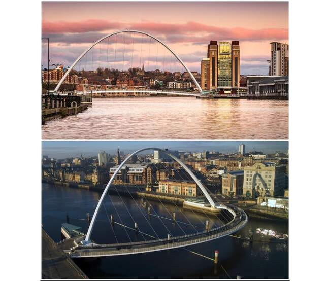 4. Трансформирующийся мост Gateshead Millennium, соединяющий города Гейтсхед и Ньюкастл-на-Тайне (Великобритания)