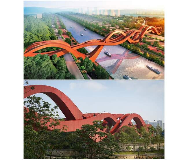 7. Футуристический пешеходный мост Changsha Lucky Knot в Чанша (Китай)