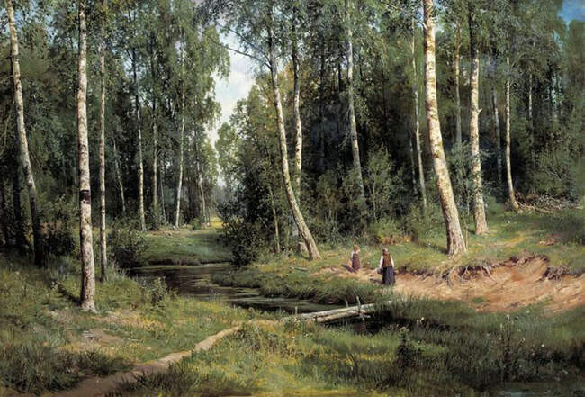 Ручей в березовом лесу, 1883