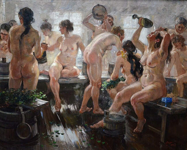 Александр Герасимов . Деревенская баня, 1938