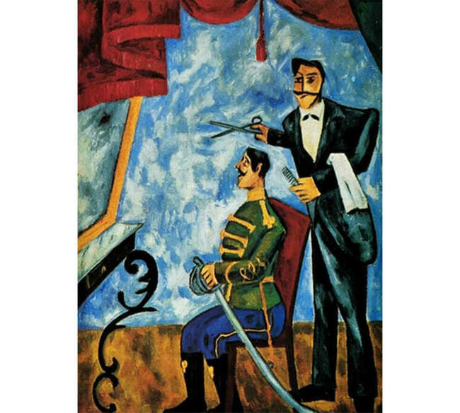 2. Михаил Ларионов. «Офицерский парикмахер» (1909)