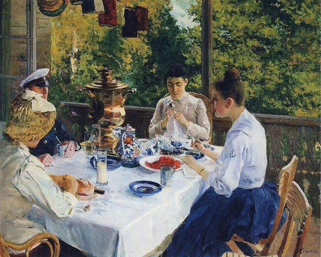 Константин Коровин. За чайным столом. 1888