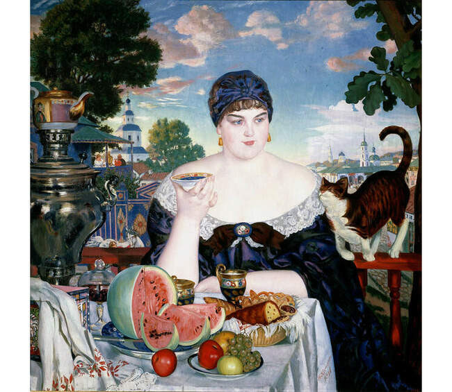 23. Борис Кустодиев. Купчиха за чаем. 1918
