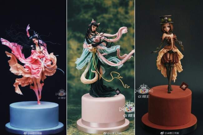 Изысканные кондитерские фигуры, напоминающие фарфоровых кукол