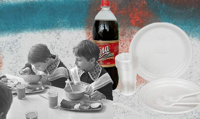 Дети пили и ели из дешёвого пластика вредную еду