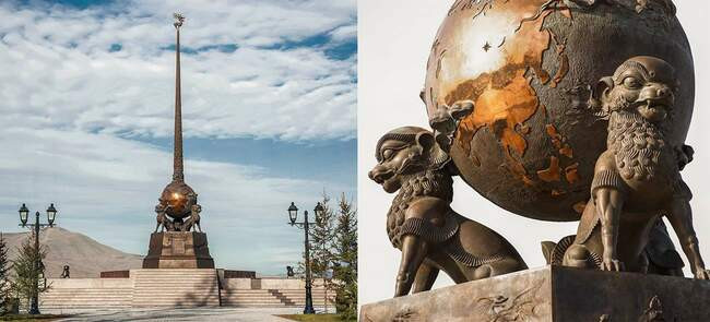 8. «Центр Азии», скульптурный комплекс в городе Кызыл, республика Тыва