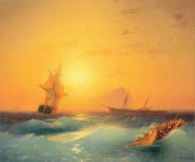 2-е место «Американские суда у скалы Гибралтара» (1873)