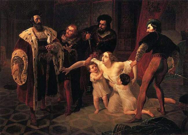 Карл Брюллов. Смерть Инессы де Кастро, 1834 г.