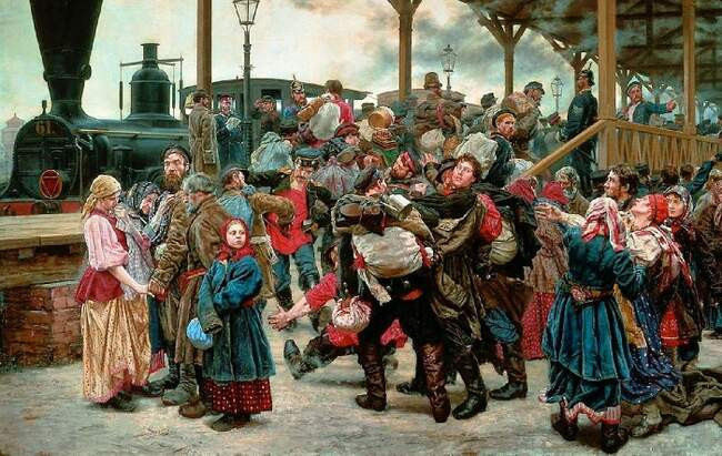 История создания. 2 версии картины «На войну»
