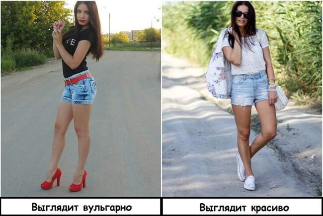 Ошибка 8: Носить джинсовые шорты с каблуками