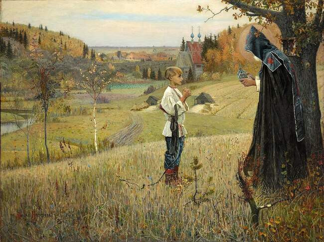 Михаил Нестеров. Видение отроку Варфоломею, 1889-90