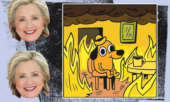 Мем This is fine использовался в президентской гонке США