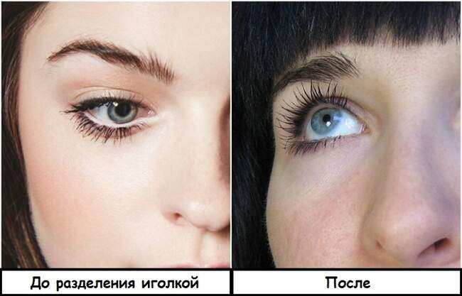 3. Пудра и иголка для красивых ресниц