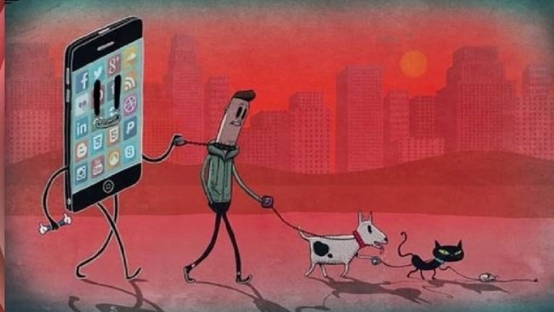 Как современный мир погряз в цифровых технологиях, интернете и социальных сетях: зависимость людей в карикатурах