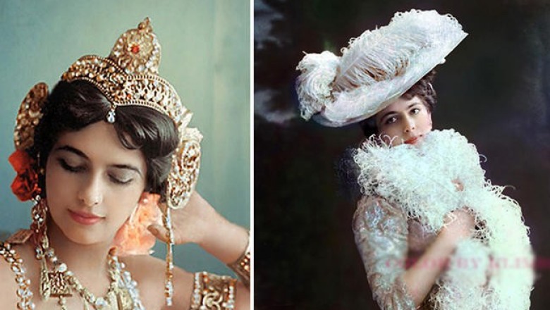 Раскрашенные фотографии Маты Хари, самой известной шпионки в мире