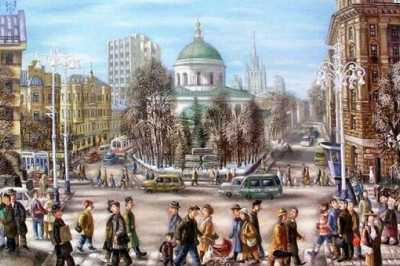 Городские пейзажи Сергея Волкова: ностальгические примитивные картины Москвы, которой больше нет