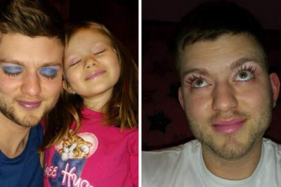 Умилительные фотографии пап, которые посетили домашний салон красоты своих маленьких дочек