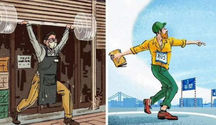 Забавные рисунки жителей Токио, живущих в ритме Олимпиады