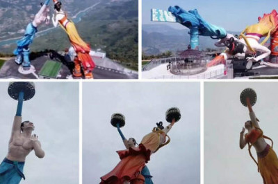 В Китае построили аттракцион «Летающий поцелуй» на краю обрыва, 1200 метров над землей